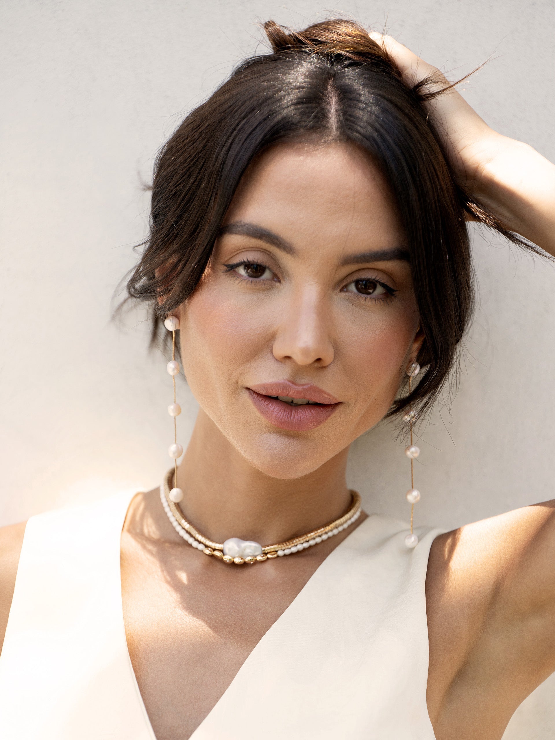 Liquid Gold and Pearl Choker-7