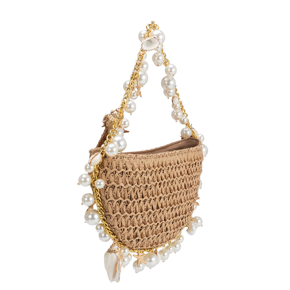 Bahari Raffia Shoulder Bag - Sand