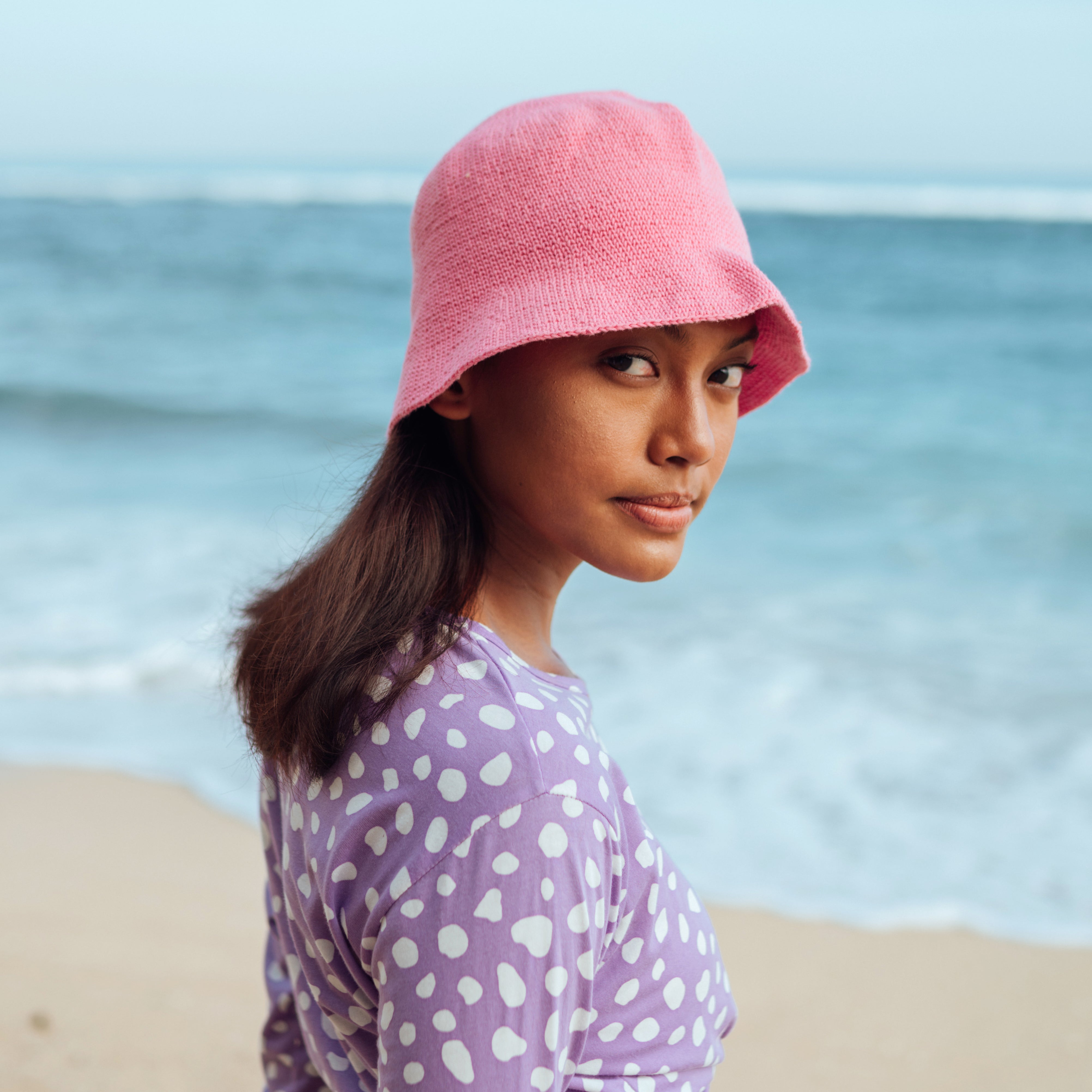 Florette Crochet Bucket Hat In Pink-4