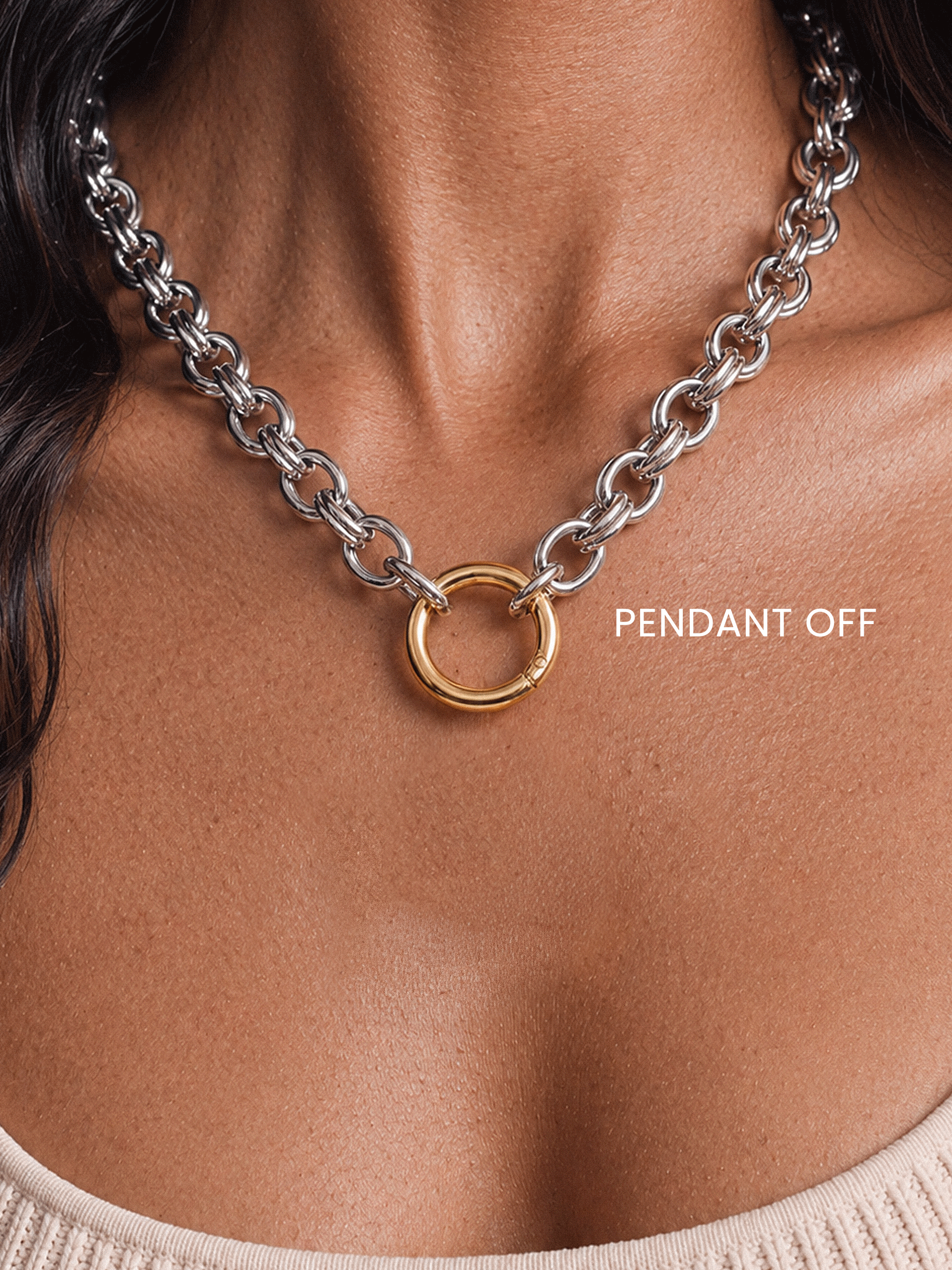 Locked in Mixed Metal Heart Necklace-12