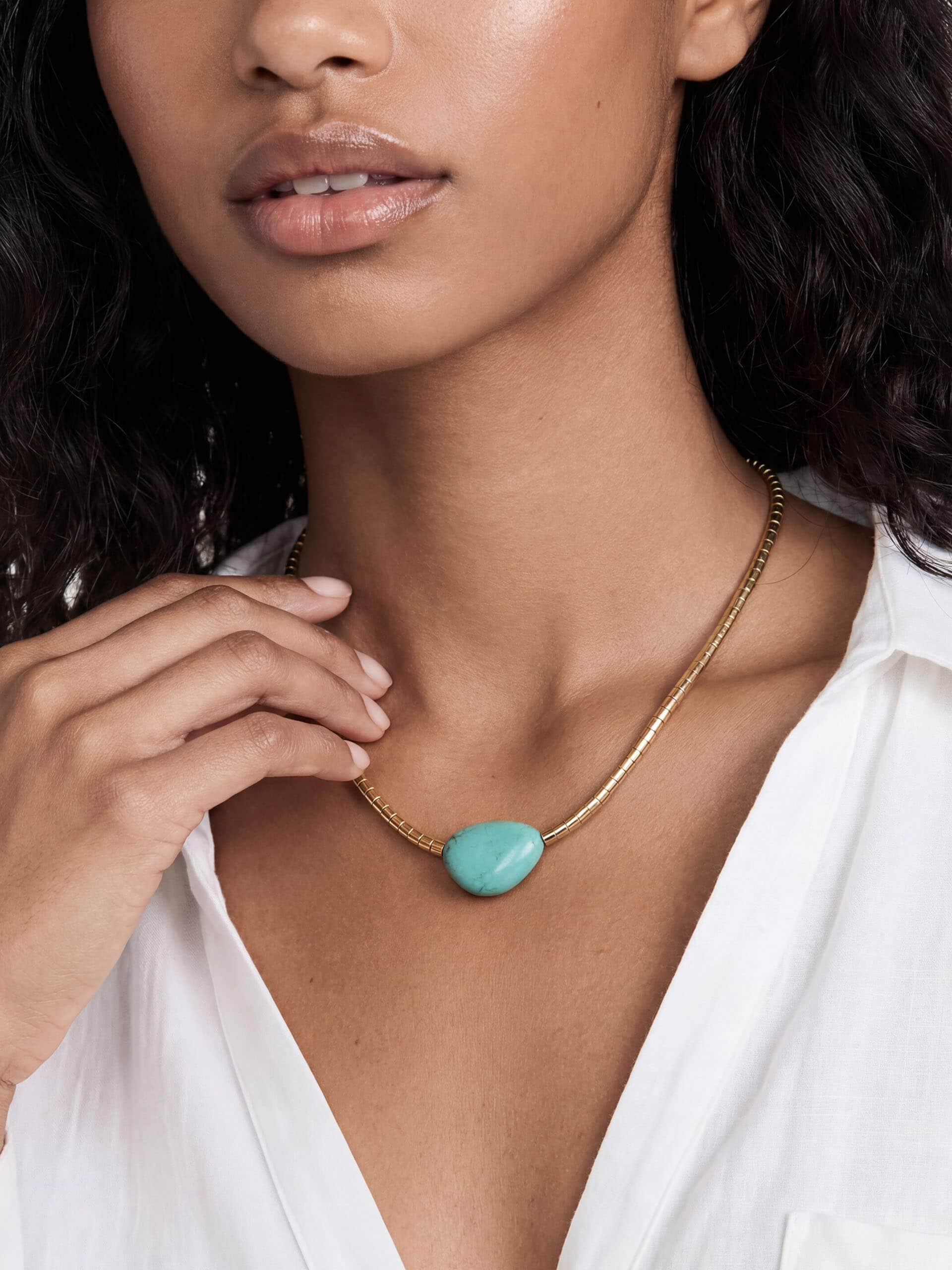 Beaded Turquoise Nugget Necklace-4