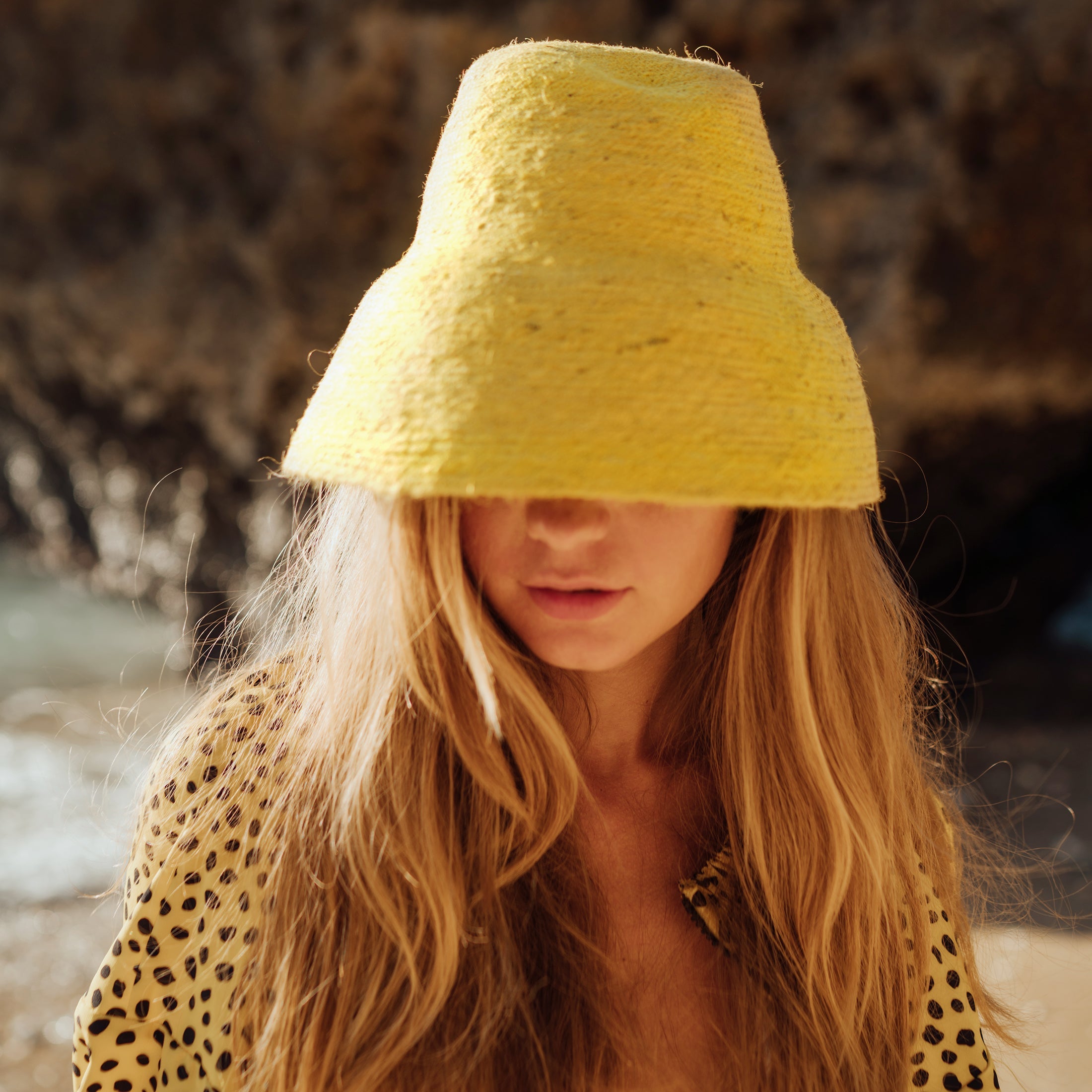 Naomi Jute Crochet Straw Hat in Yellow