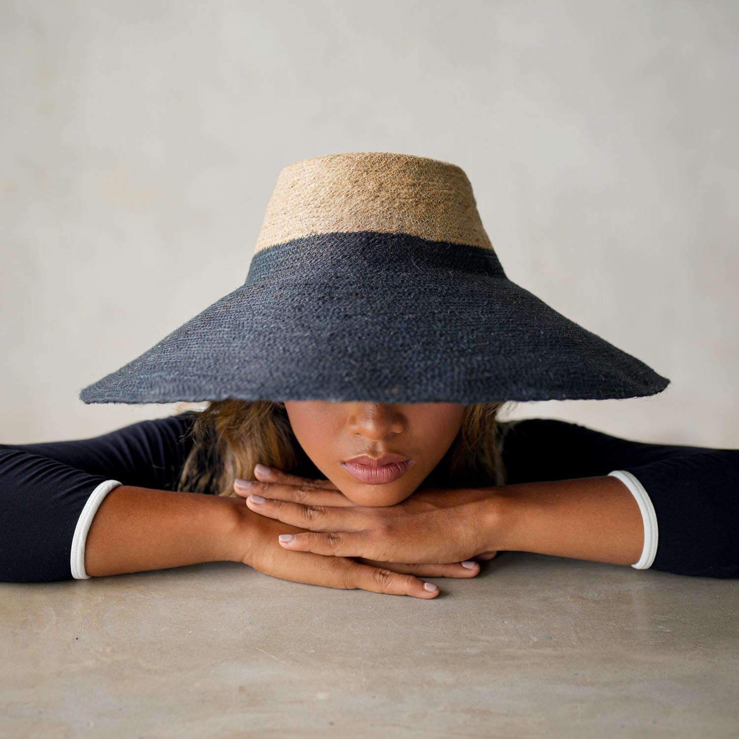 Riri Duo Jute Straw Hat In Natural & Black