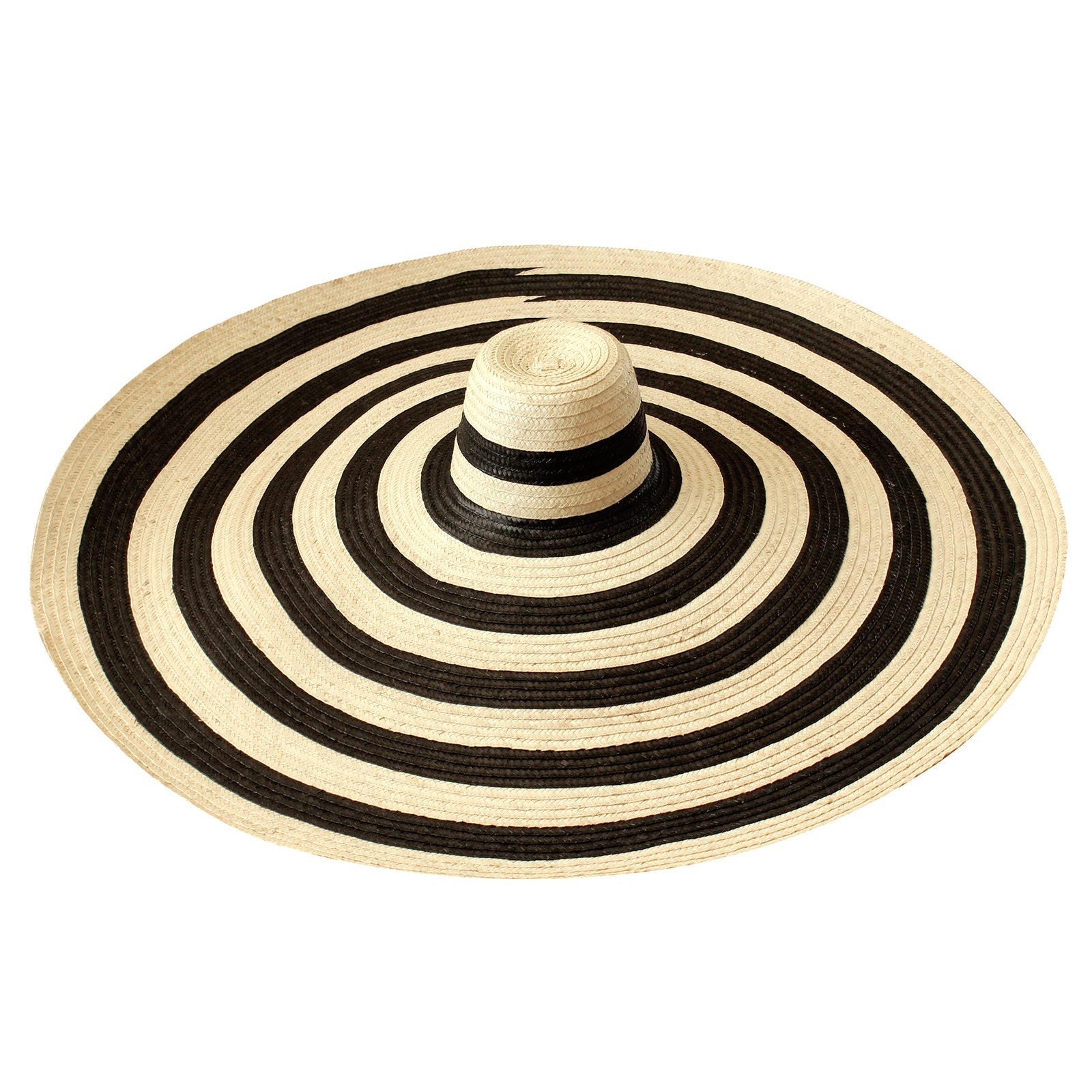 Solana Oversized Striped Straw Hat in Black & Natural-2