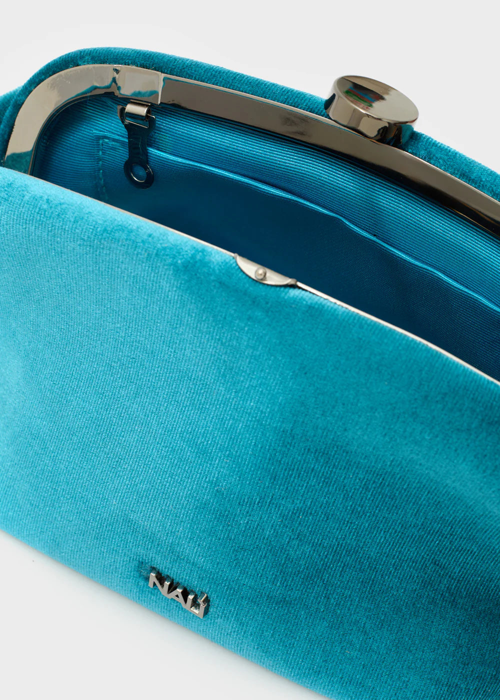Teal Anika Velvet Clutch Bag-3