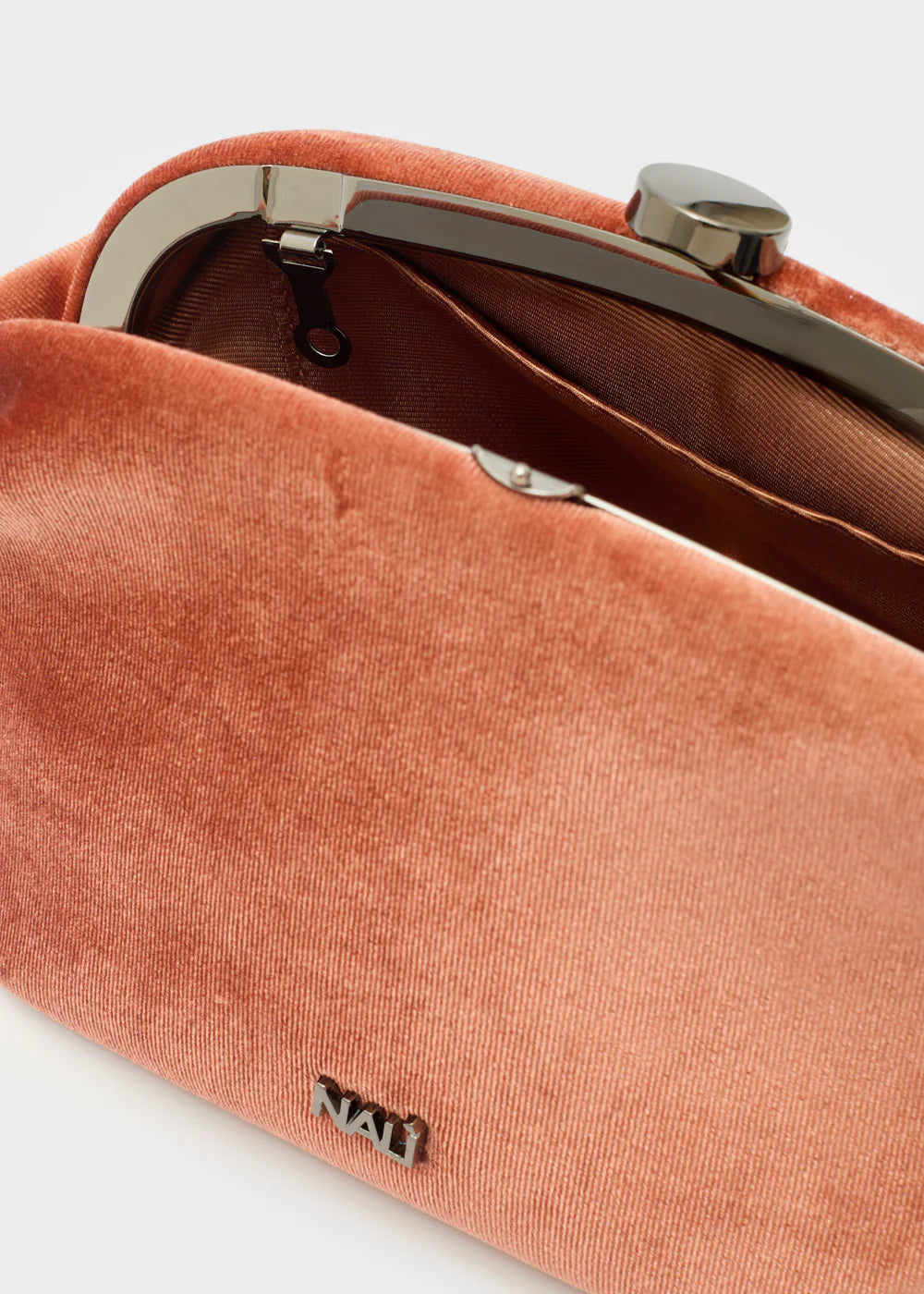 Peach Anika Velvet Clutch Bag-3