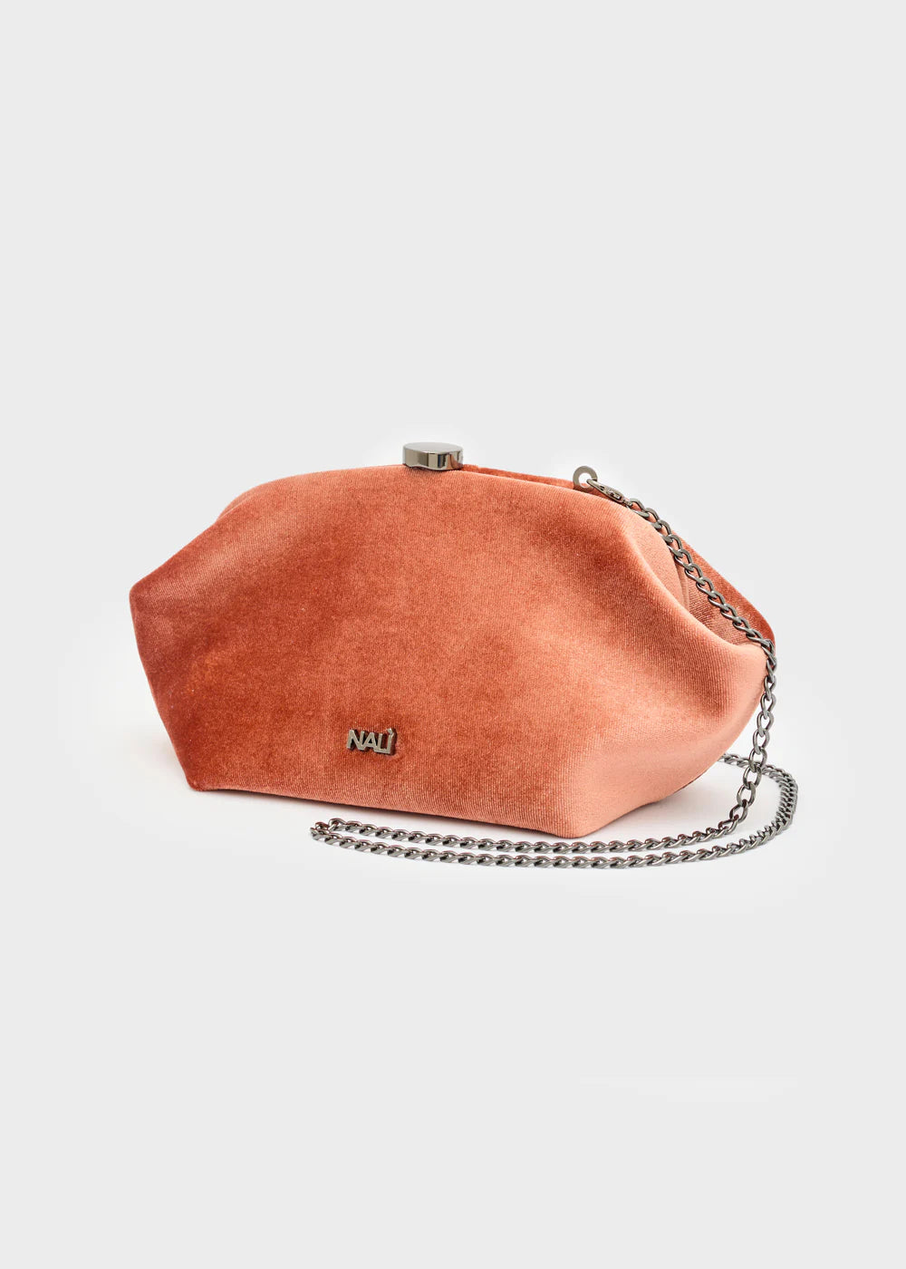 Peach Anika Velvet Clutch Bag-4